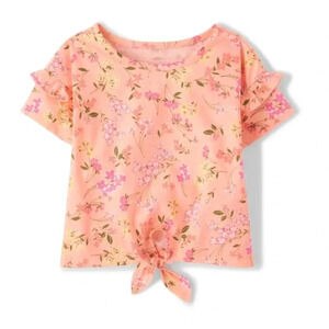 The Children’s Place floral short sleeve tie front top size 12-18 months